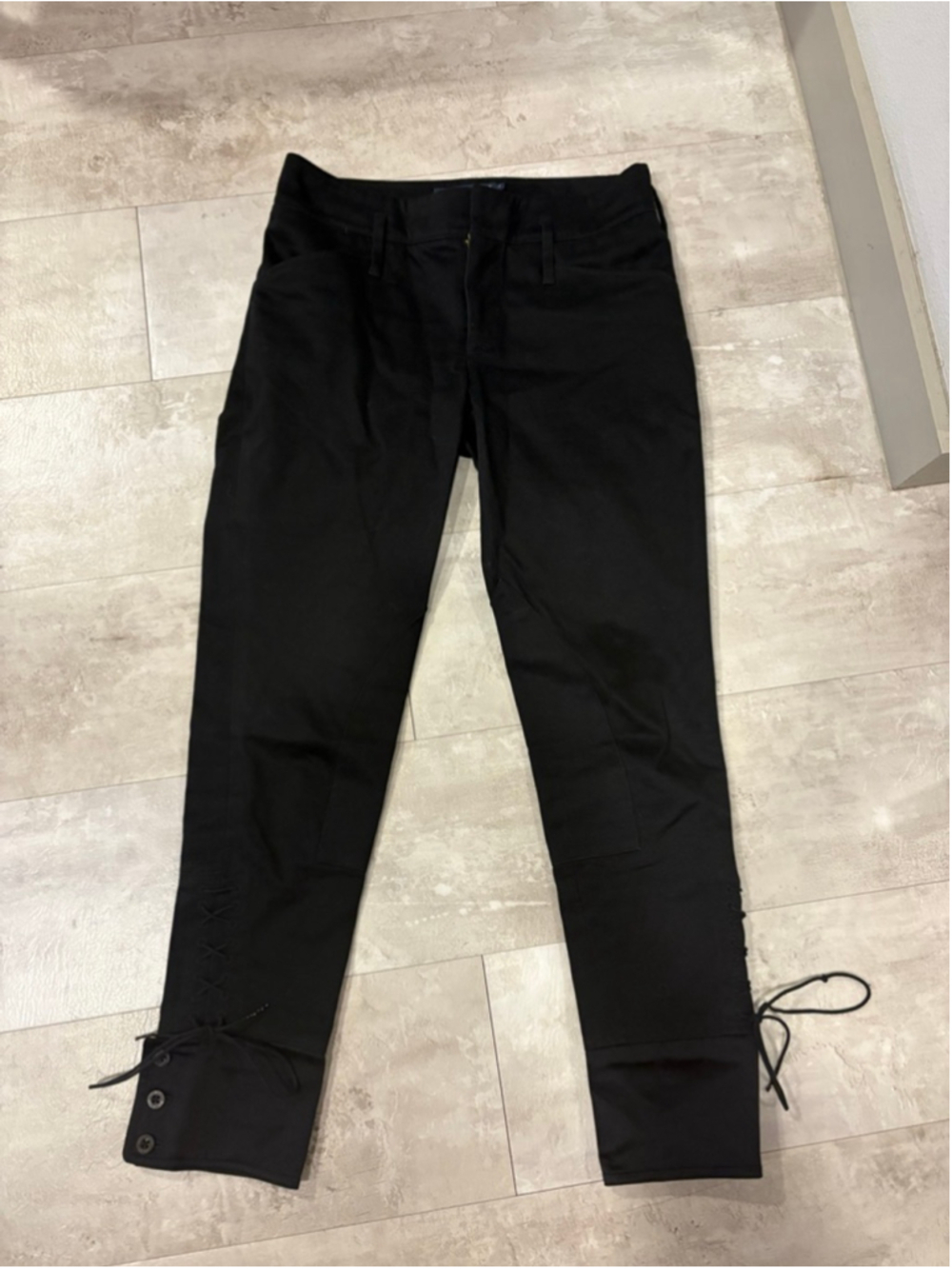 Ralph Lauren Equestrian Lace-Up Riding Pants Black Cotton Sz 2